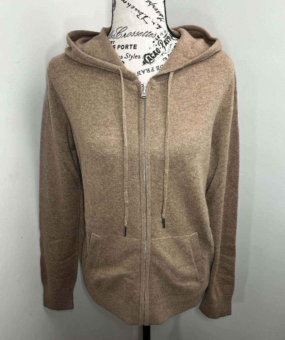 Quince Mongolian Cashmere Full Zip Hoodie Womens XS Teak Sweater Capsule Luxury